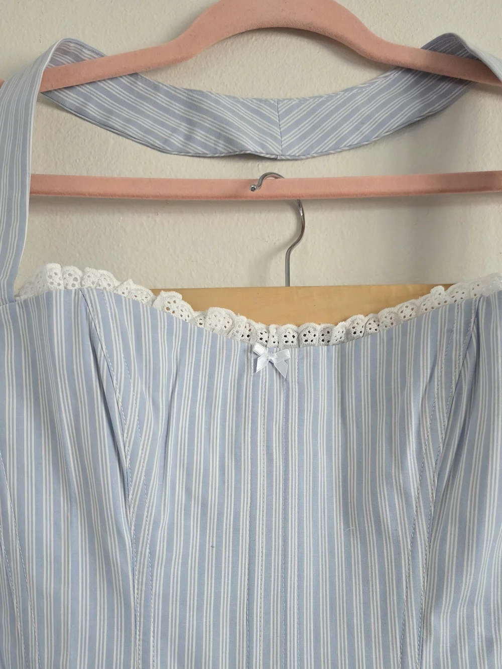 MAJORELLE Light Blue and White Striped Skirt Set with Lace Trim - Picture 5 of 10